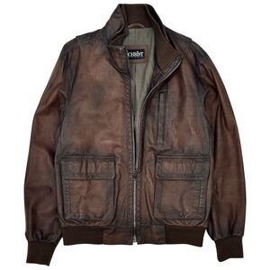 CHRIST Vintage Brown Zip Up Genuine Leather Flight Jacket sz 48